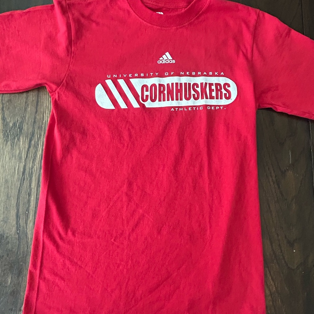 Adidas Red Cornhuskers Athletic Tee